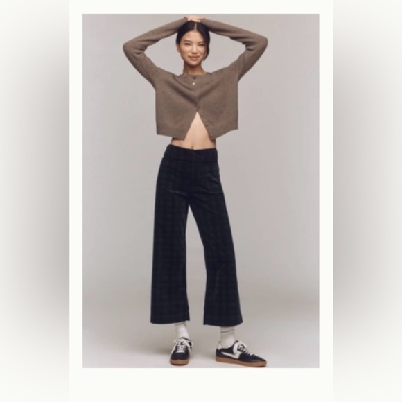 Maeve Pants - Meave The Colette Cropped Wide-Leg Plaid Corduroy Pants
